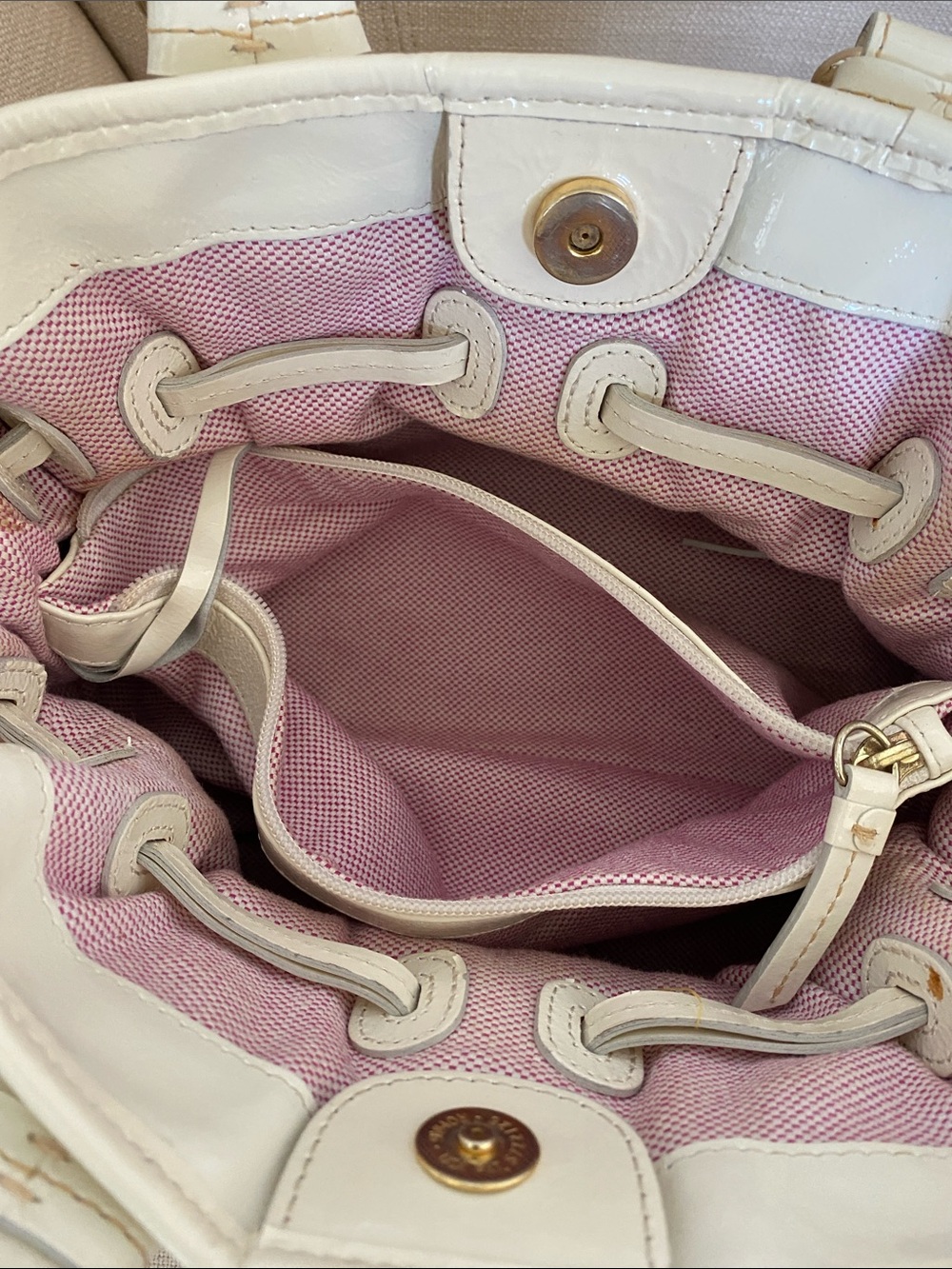 Dooney & Bourke Chiara Cream Patent Leather Shoulder Bag - Picture 12 of 16